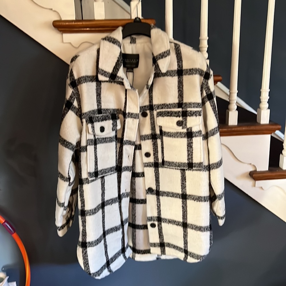 Sanctuary Midi Coat in Looking Glass Plaid  Sz L  NWT